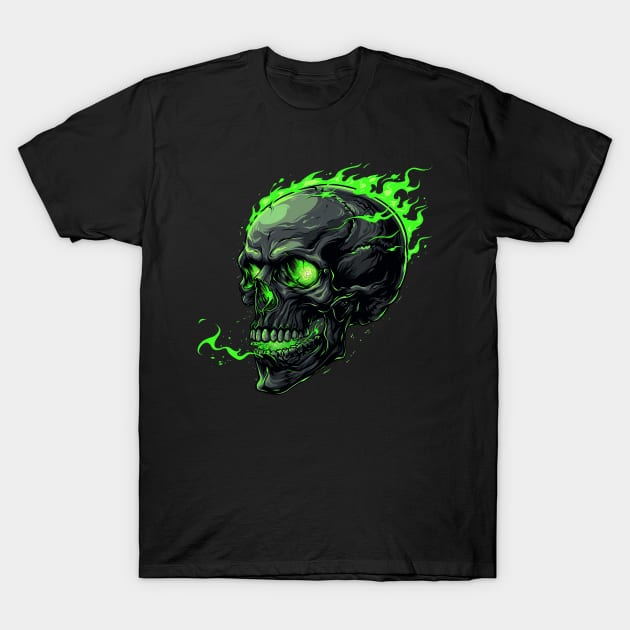 Ethereal Glow Skull T-Shirt by thedoomseed